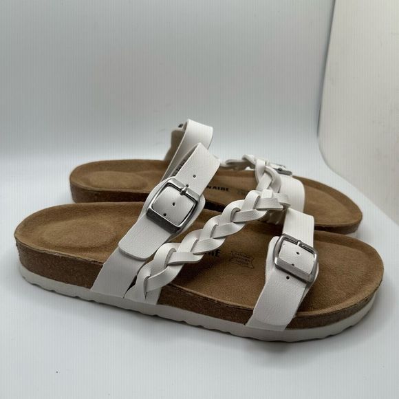 CUSHIONAIRE Women's  Cork footbed Sandal with +Comfort  8.5 WHITE - Picture 1 of 7